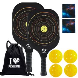 Squashrackets TIAPAD Glasvezel Pickleball Set van 2 Pickle Ball Peddels Outdoor Indoor Ballen Naadloze Sjaal Draagtas Rackets 230824