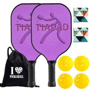 Raquettes de squash TIAPAD Pickle Ball Paddle Set 2 Surface en fibre de verre Balles extérieures et intérieures Écharpe sans couture Sac de raquette pour femme 230719