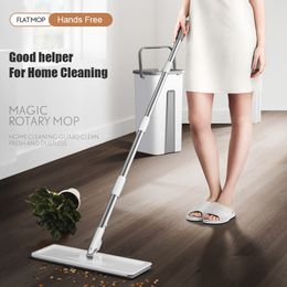 Squeeze Flat Mop and Emmer Keuken Handvat Wassen Voor Vloer Wood Magic Lui Huis Schoonmaak Gereedschap Laminaat Keramische Tegels Praktisch 210317