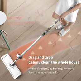 Squeeze Mop Flat Manos libres Lavado Lazy Mops para limpieza de pisos de la casa Herramientas para el hogar con almohadillas reemplazadas y240116