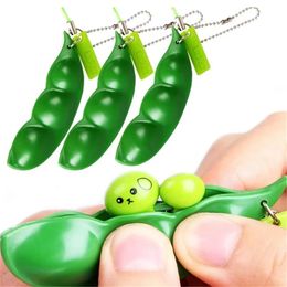 Squeeze Peas Peanut ADHD Fidget Toys Party Gunsten For Kids Birthday Autism Therapy Edamame Antistress Beans Keychain Squishy Decompression 091