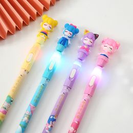 Led Luminous Cartoon Ballpoint Pen Kawaii School Student Stationery Office Leveranciers Ink Pens Kids Writing Cadeau