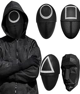 Masque de jeu de calmar pour hommes femmes 2021 Costume de jeu de calmar Tenues de cosplay Couverture faciale Accessoires de mascarade Accessoires d'Halloween DHL Air Ex6462164