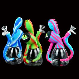 Hookahs mouw-fish vorm unieke stijl siliconen waterpijp met glazen kom rokende accessoires