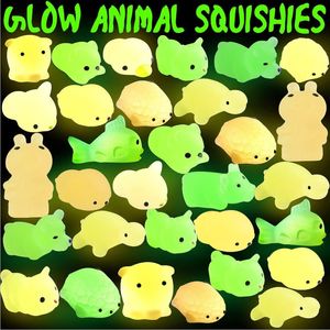 Squishy Buns Toys Slow Rising Animals Kid que brilla en la oscuridad Luminous Kneading Led Mini Flashing TPR Music Descompresión Juguete