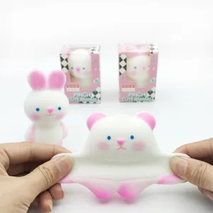 Squishy Cherry Blossom Rabbit Bear bolas para apretar antiestrés para niños, bola de masa divertida y blanda, juguetes sensoriales para aliviar el estrés