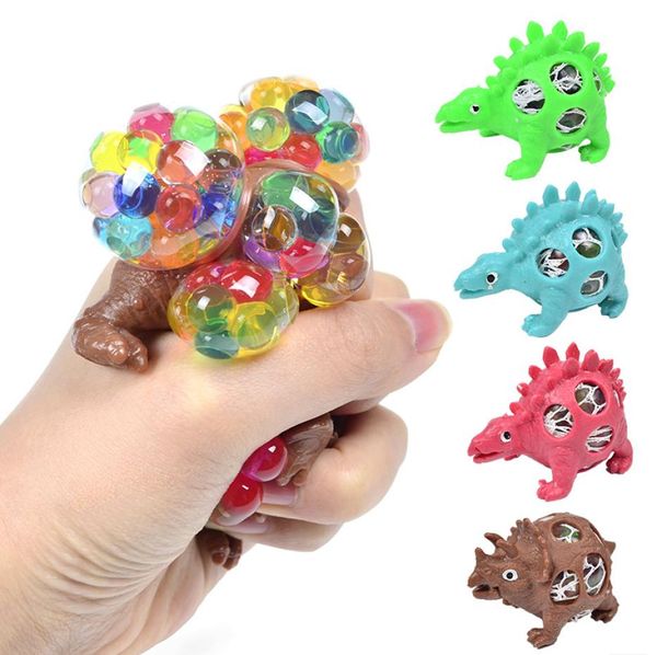 Squishy Dinosaur Toy Perles d'eau colorées Mesh Squish Ball Anti-Stress Venting Balls Funny Squeeze Toys Soulagement du stress Jouets Anxiété Reliever7613477
