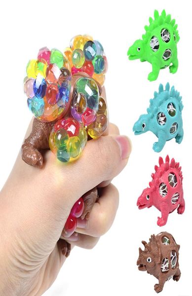 Squishy Dinosaur Toy Perles d'eau colorées Mesh Squish Ball Anti-Stress Ventilation Balls Funny Squeeze Toys Soulagement du stress Jouets Anxiété Reliever9657056