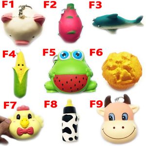 Squishy Speelgoed Kikker Cake Dier Kip Dolphin Corn Squisblies Slow Rising 10 cm 11cm 12 cm 15 cm Zachte knijpen Leuke Gift Stress Kinderen Speelgoed E10