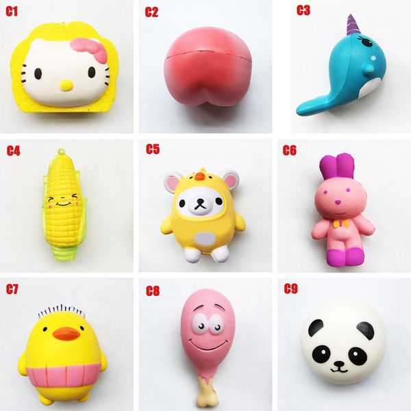 Squishy Toy melocotón Gato maíz squishies Slow Rising 10cm 11cm 12cm 15cm Soft Squeeze Cute Cell Phone Strap regalo Estrés juguetes para niños