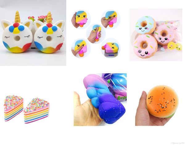 Jouets spongieux, crème glacée, beignets, hamburgers, gâteaux, guimauves, ascension lente, serrant de jolis téléphones portables avec des cadeaux pour les enfants