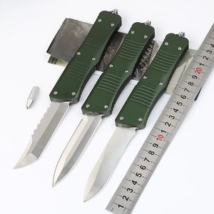 Army Green Tactical Combat Dinosaur Pocket Knife D2 Blade 6061 Aluminium legering Handvat Dubbele actie Vaste mes Hunting Fishing EDC Survival Tool Knives Xmas Gift