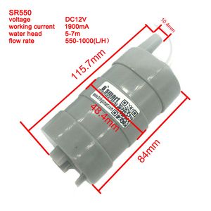 SR550 12V DC Bomba de agua de 24 V. Fuente de agua Rockery 700-1000L/H Bomba de flujo grande Bomba de refuerzo Ciclo enfriado