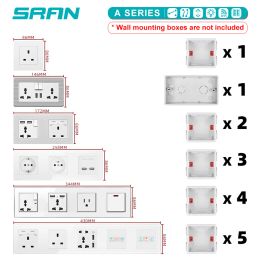 SOCKET SRAN 2GANG MURS MURS RJ45 CAT5 TYPE CRISTAL TEMPERED GLASK PANNEUX 86 * 86 mm Double interface Internet Sortie de courant