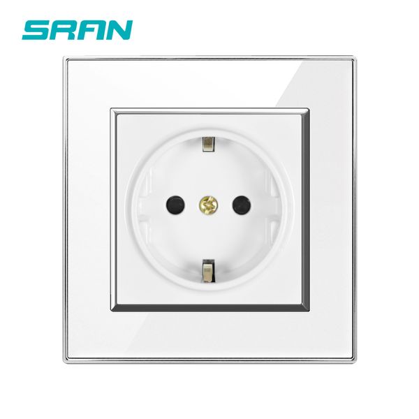 Sran Eu Power Socket, 16a 250V Panel acrílico blanco/negro 86 mm*86 mm con bordes plateados