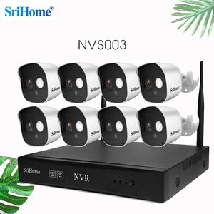 Srihome NVS003 4K UHD inalámbrico NVR 16CH 5MP H265 grabador de vídeo en red vigilancia de seguridad CCTV Wifi sistema de cámara IP 240219