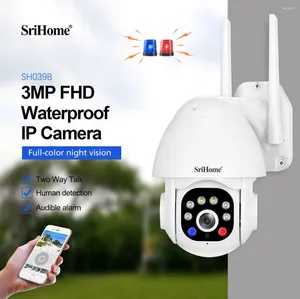 Srihome extérieur étanche SH039 WIFI caméra IP 3.0MP alarme sonore et lumineuse sécurité caméras de vidéosurveillance Starlight couleur Vision nocturne