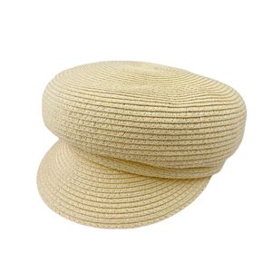 Sring été chapeaux pour femmes solide plaine paille octogonale casquette dames décontracté gavroche soleil chapeaux britannique béret femme peintre casquette