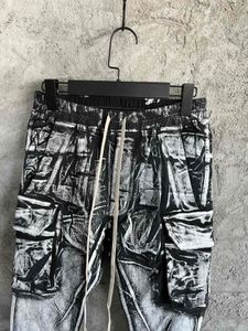 SS Cargo Jeans Men S Jeans en revêtement enduit de travail à imprimé de travail Pantalon luxueux Designer exquis
