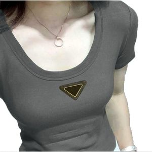 Designer Womens Polos Short Sleeved T Shirt Summer Street Beach Casual Comfortable Breathable Women Knitted T Shirt Top Round Neck Triangle Logo 8 colour Size L-XXXL