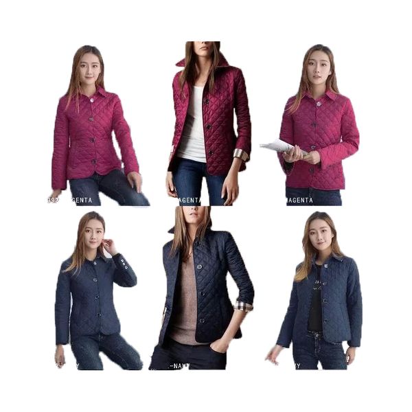 SS New Paris Chaquetas para mujer Invierno Otoño Abrigo moda algodón Chaqueta delgada Estilo británico Acolchado a cuadros Parkas acolchado Negro rojo Mult color Asia TAMAÑO S-XXXL Venta al por mayor