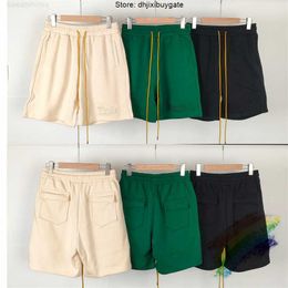 SS Rhude pantalones cortos con cordón para hombres y mujeres, pantalones bordados clásicos sueltos con etiquetas