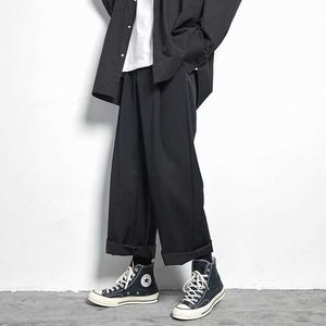 SS Rechte Been Casual Broek Heren Baggy Wide-Leg Broeken Cool Trendy Enkle-length Unisex Korean Jogging Sweat 210526