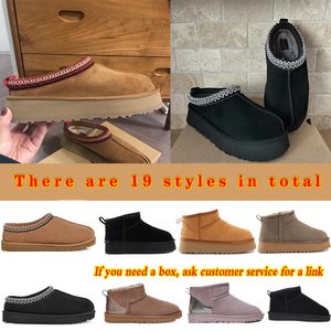 Tasman Slippers UG SS Chesut Fur Slide de piel de oveja Mules Tazz MUJERES HOMBRES ULTRA MINI PLATAPLA