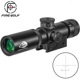 SS2 4x21 AO Compact Hunting Air Rifle Scope Tactical Optical Sight Glass Grabado retícula Riflescopes con Flip open Lens Caps