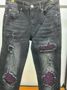 SS23 AM 2023 Jeans para hombre Marca Skinny Slim Fit Material de revestimiento lavado Denim de lujo Elástico Motocicleta Hombres Original TOP Designer SZ28-40