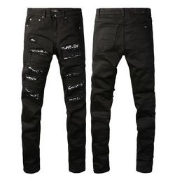 SS23 AM8607 Jeans para hombre Marca Skinny Slim Fit Material de revestimiento lavado Denim de lujo Elástico Motocicleta Hombres Original TOP Designer SZ28-40