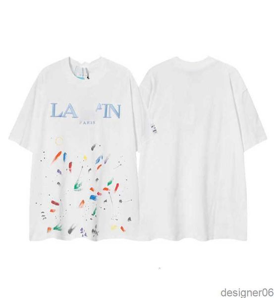 Ss23 Designer Lanvins t Shirt Shorts Mode Hommes et Femmes Beige Speckle Alphabet Imprimer Trendy Tendance Basic Casual Loose Half Sleeve White7CXH