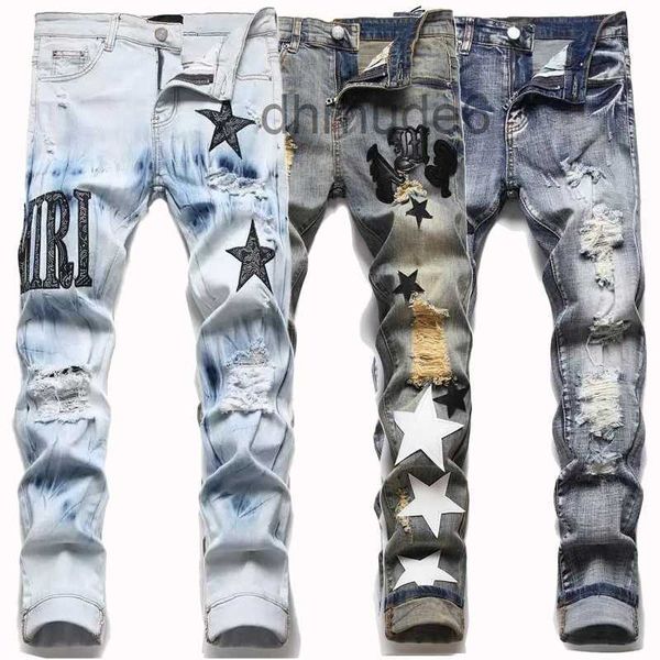 Ss23 Mens Fashion Designer Skinny Straight Slim Ripped Jean Élastique Casual Moto Biker Stretch Denim Pantalon Pantalon Classique Jeans M77O