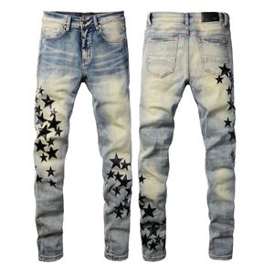 SS24 M8606 Jeans pour hommes Marque Skinny Slim Fit Lavé Matériau de revêtement De luxe Denim Élastique Moto Hommes Original TOP Designer SZ28-40