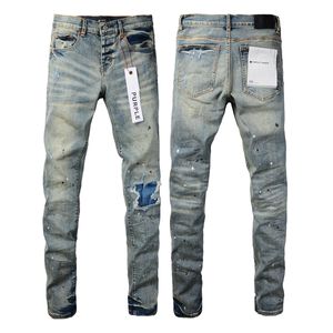 SS24 PURPLE9050-1 Jeans pour hommes marque Skinny Slim Fit lavé matériau de revêtement de luxe Denim élastique moto hommes Original TOP Designer SZ28-40