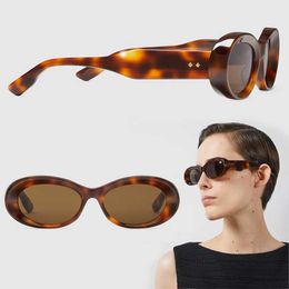 SS24 Femmes Designer Sunglasses GG1527S Agate Oval Frame Sunglasses UV400 Brown Lens Femmes Spring Summer Fashion Nouvelles verres Lunettes de Soleil Designer pour femme