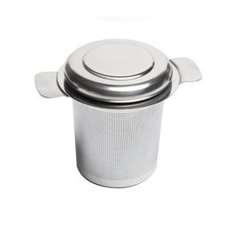 SS304 theezeef mesh losse blad infuser mand roestvrijstalen handvat theepot filter groot met deksel