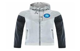 SSC Napoli Men039s Chaqueta de entrenamiento de fútbol Chaqueta resistente al viento con capucha Tendencia de moda Cortavientos Cremallera Fútbol Otoño Jacke7150691