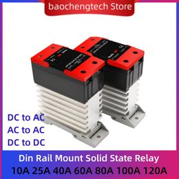 SSR 10DD 25DD 40DD 60A 80A 100A 120 10 25 40 Amp DIN Rail Mount Solid State Relay SSR DC Regeling DC met koellichaam enkele fase