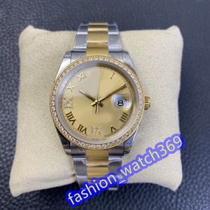 SSS Maker de 36 mm de acero Amarillo Gold Diamond Dial Watch 126233 Moda automática de reloj