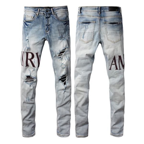 ssyy NUEVO 2023 NUEVO Diseñador para hombre Jeans Star High Elastics Distressed Ripped Slim Fit Motorcycle Biker Denim para hombres s Moda Pantalones negros