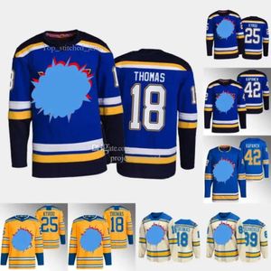 St. ''blues''#18 Robert Thomas Jersey Jake Buren Alexey Toropchenko Kasperi Kapanen Brayden Schenn Binnington Buchnevich Joel Tore 6760