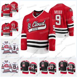 Maillot de hockey universitaire des Huskies de St. Cloud State, Nolan Walker, Zach Okabe, Micah Miller, Spencer Meier, Kalle Kossila