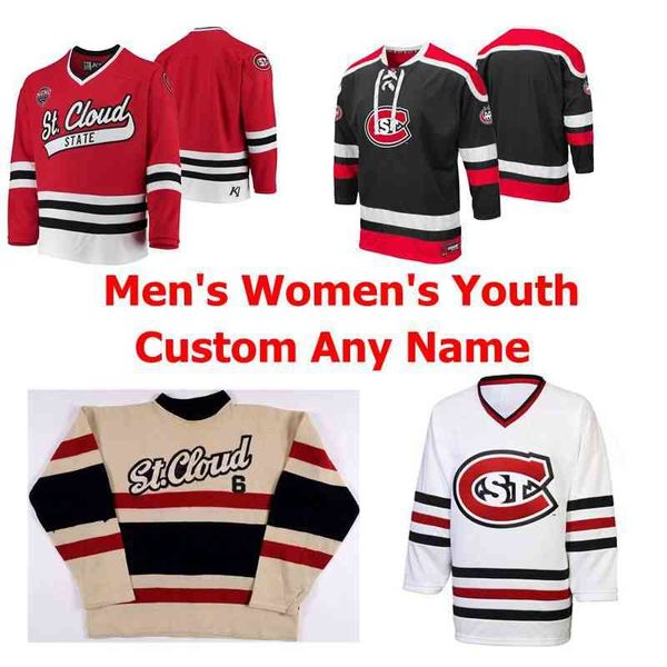 St. Cloud State Huskies College Camisetas de hockey sobre hielo Hombres Jake Wahlin Jersey Brendan Bushy Jimmy Schuldt Jack Nick Poehling Costura personalizada