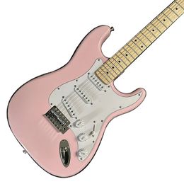 ST-gitaar, roze kleur, mahoniehouten body, esdoorn toets, 22 frets gratis schip