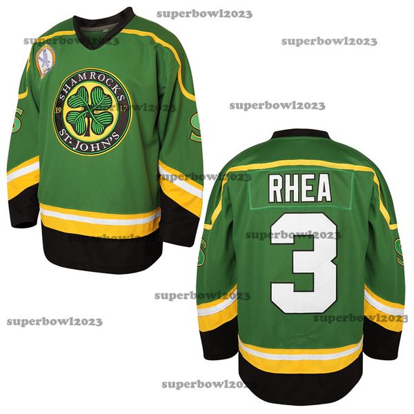 Maillot de Hockey sur glace ST John's Shamrocks 3 Ross BOSS RHEA pour hommes, vêtements de sport, couture et broderie