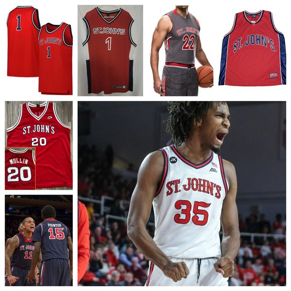 St. Johns Red Storm 44 Brady Dunlap 24 Zuby Ejiofor 2 Sadiku Ibine Ayo camiseta de baloncesto 35 Glenn Taylor Jr. 55 Drissa Traore 11 Joel Soriano 4 Nahiem Alleyne personalizado