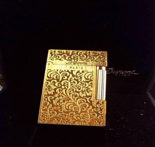 Gift son plus léger brillant avec adaptateur Luxury Men Accessoires Gold Color Patter Lighters 142916454