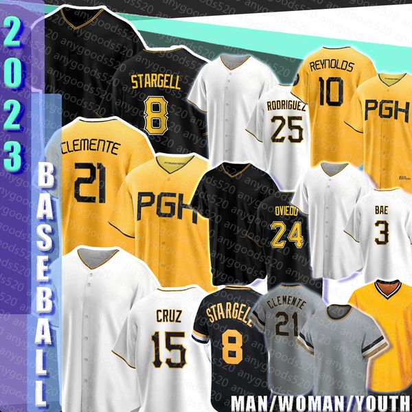 8 Willie Stargell Maillots de baseball Pittsburgh Man Pirates Travis Swaggerty Roberto Clemente Oneil Cruz Endy Rodriguez Bryan Reynolds Johan Oviedo Ji Hwan Bae