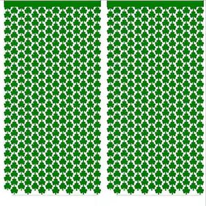 St. Patrick Day Decor Vert Shamrock Feuille Rideaux Décorations Shimmer Clover Métallique Frange Rideau Toile de Fond pour Fête Anniversaire Mariage 3.2Ft x 6.5Ft